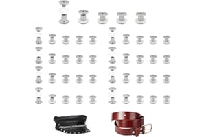 MABAHON 45 Set Leather Rivets Chicago Button Binding Screws Metal Rivet M5 x 6mm Leather Screws Fasteners Set Screw for Belt 