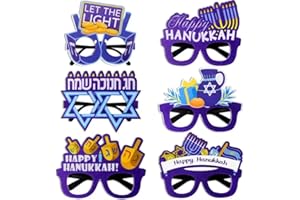 6 Pcs Happy Hanukkah Party Glasses Chanukah Eye Glasses Frame Star Menorah Eyewear Photo Prop for Kids Adults Party Favors