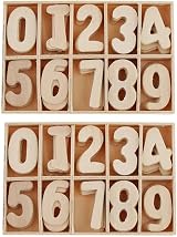 POFET Mixed Wooden 0-9 Numbers DIY Decorations 120 pcs with Storage Tray view 4