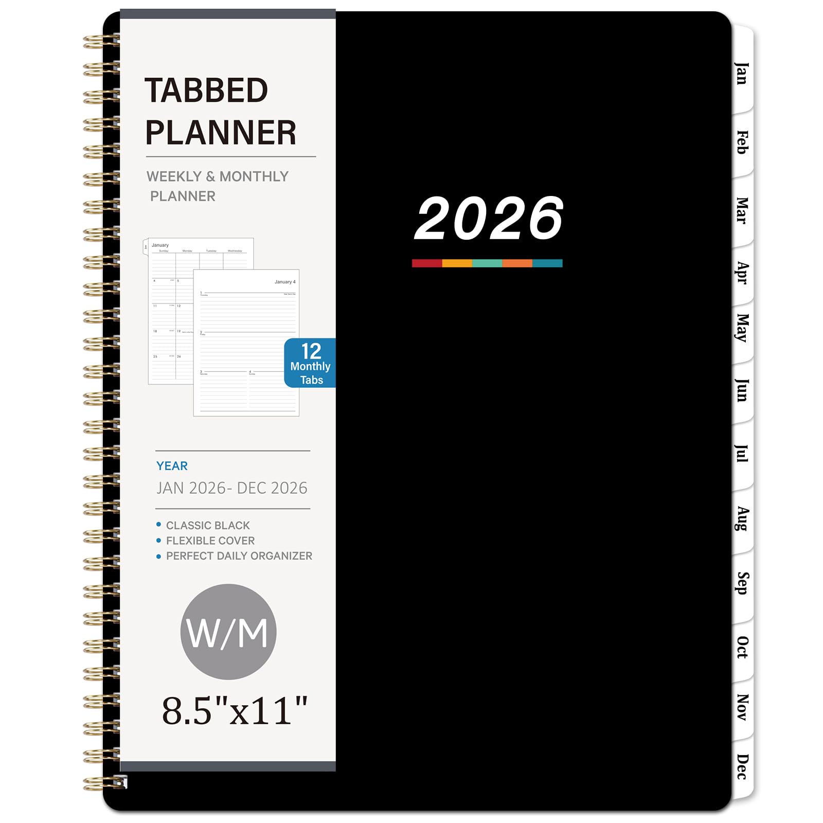 Photo 1 of *USED*
Planner 2026 – Jan. 2026 - Dec. 2026, 2026 Planner Weekly and Monthly, 8.5" x 11", Calendar Planner 2026 with Monthly Tabs, Spiral Binding, Thick Paper - Classic Black