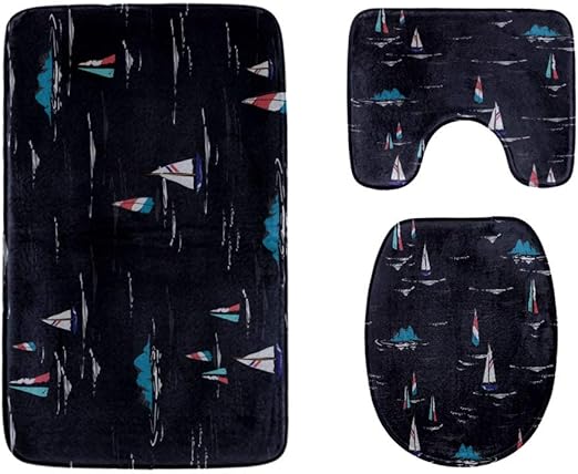 Juego de alfombras de baño Cute Beautiful Summer On The Sea Boat 3