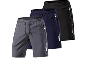 3 Pack Mens 5" Inseam Athletic Shorts, Breathable Running Gym Shorts with Zipper Pockets & Z-Print