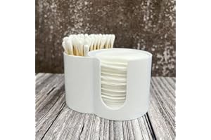 2-in-1 Cotton Swab and Cotton Pad Holder Dual Compartment Round Desktop Makeup Organizer Storage Jar with Lid for Vanity Bath