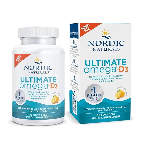 NORDIC NATURALS ULTIMATE OMEGA-D3, LEMON FLAVOR – 90 SOFT GELS – 1280 MG OMEGA-3 + 1000 IU VITAMIN D3 – EPA & DHA – PROMOTES BRAIN, HEART, & IMMUNE HEALTH – 45 SERVINGS