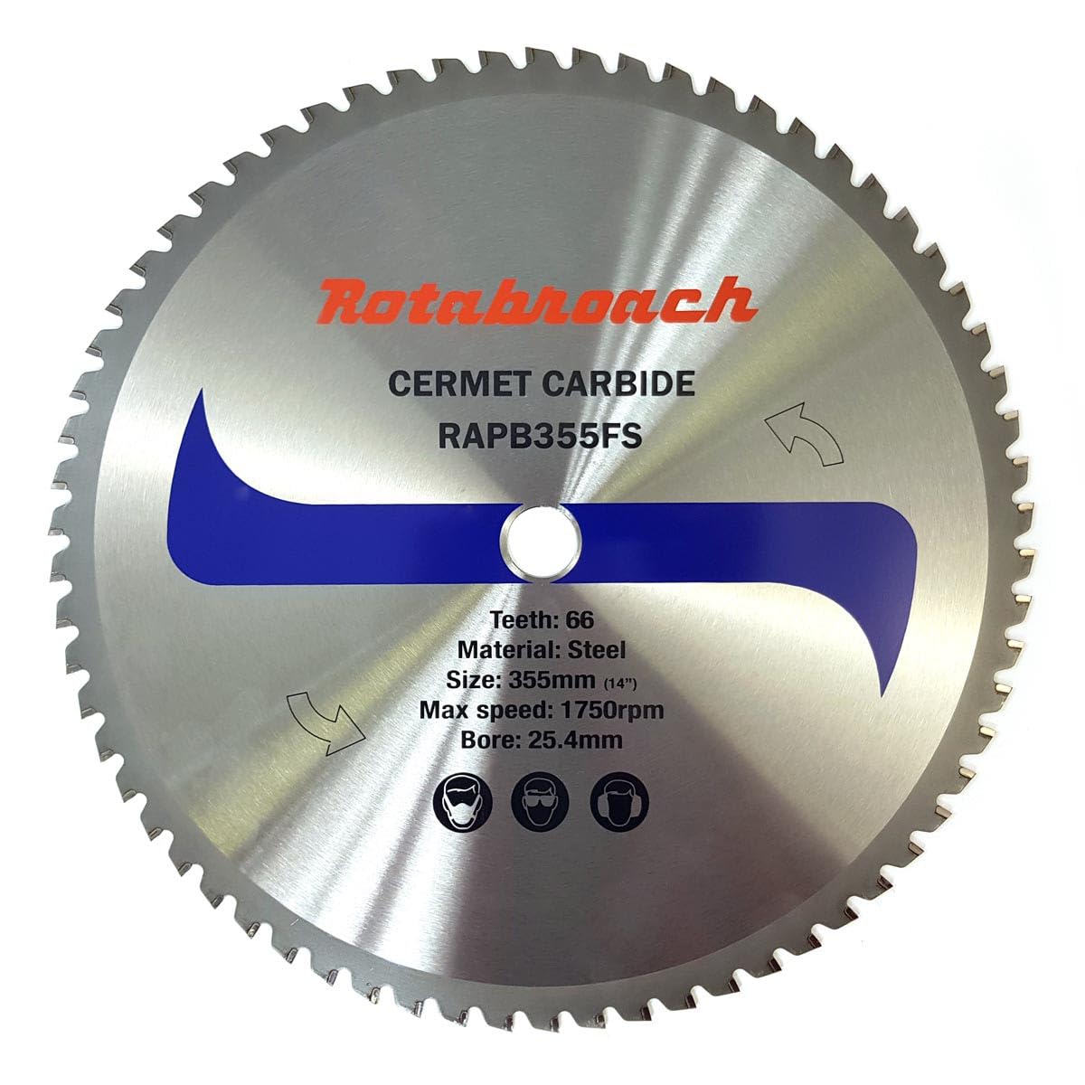 Rotabroach Chop Saw Blade for Steel - RAPB355FS Metal Cutting Cermet Tipped Blade for Circular Saws | 355mm Durable Cutter High Max Speed 1750 RPM