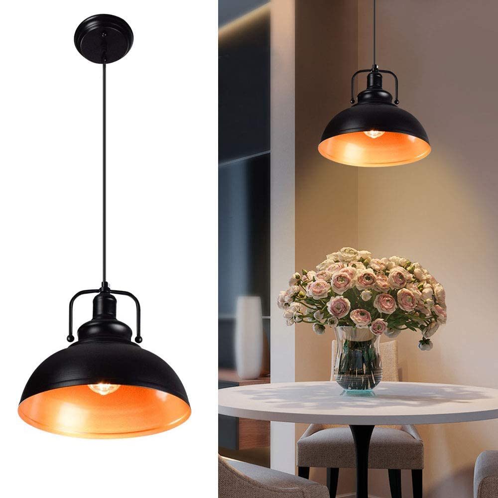 Depuley Retro Industrial Ceiling Lighting, Black-Golden Ceiling Pendant Light with E27 Base, Modern Ceiling Lighting Shade for Bedroom Hallway Office Coffee Shop(No Bulb) — image 1