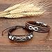 2PCS Set Couples Leather Bracelet Cuff Love Infinity Charm Bangle for Men Women (Brown) for Mothers Day