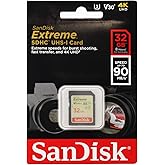SanDisk 32GB Extreme SDHC UHS-I Memory Card - 90MB/s, C10, U3, V30, 4K UHD, SD Card - SDSDXVE-032G-GNCIN