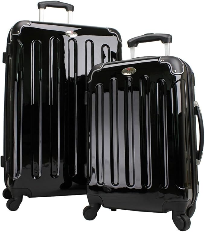 Swiss Case 28" BLACK/YELLOW 4 Wheel Hard Suitcase + FREE