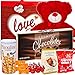 Valentines Day Gift Basket Set | 12 Inch Teddy Bear Plush(COLOR VARYS), Hershey Kisses, Pirouline Wafers, Elmer Sampler Chocolate, Godiva Caramel Milk Candies, V-Day Gift Bag For Her Wife Girlfriendthumb 2