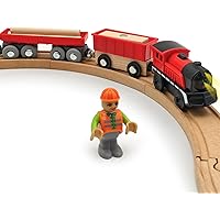 Battery Operated Cargo Train for Wooden Train Track Set Toys for Toddlers 3 4 5 Year Old Boys Kids Magnetic Couplings Constru