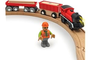 Battery Operated Cargo Train for Wooden Train Track Set Toys for Toddlers 3 4 5 Year Old Boys Kids Magnetic Couplings Constru