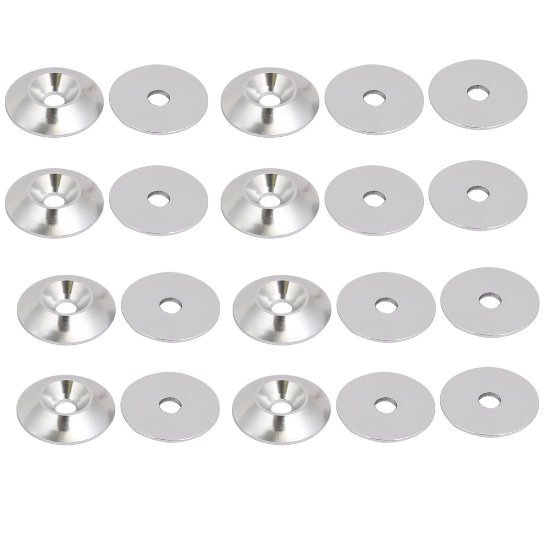 sourcingmap M4 Aluminium Alloy Cone Shape Engine Bay Bumper Washer Silver Tone 20pcs