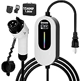 Portable Level 1 EV Charger 15A 110V, NEMA 5-15 Plug Charging Kit with 25FT Cable, Adjustable Current & Delay Timer, Home & Outdoor Portable EV Charger for All J1772 EVs and Hybrid Cars