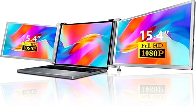 Zunate Triple Portable Monitor 15.4" Full HD 1080P IPS Laptop External Screen