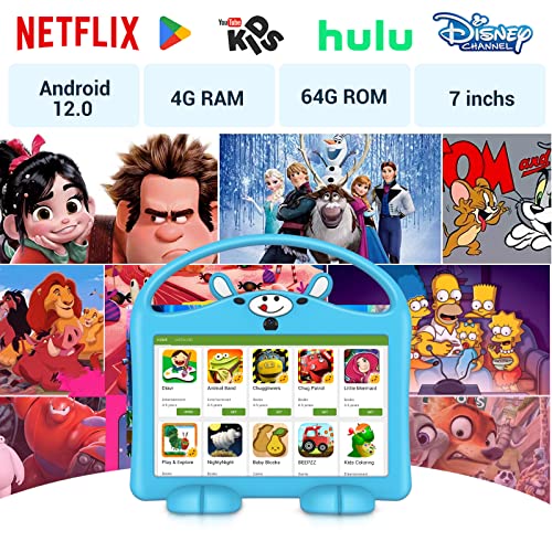 Kids Tablet, 7 inch Tablet for Kids 4GB RAM 64GB ROM, Android 12