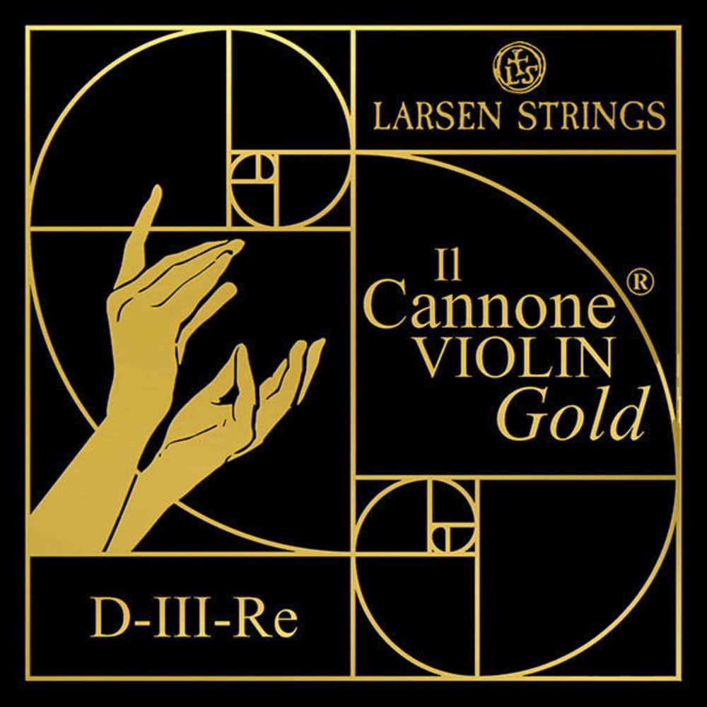 Larsen - Il Cannone Gold - D-Soloist Single String - 4/4 Violin - Multifilament Fiber Nylon Core, Gold Winding - Tension 5.1 kg/11.2 lbs