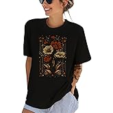 HERCHA Work Shirts for Women Cotton Crew Neck Fashion Graphic Daily Summer Style Comfy Breathable Gym Baggy Beach Shirts