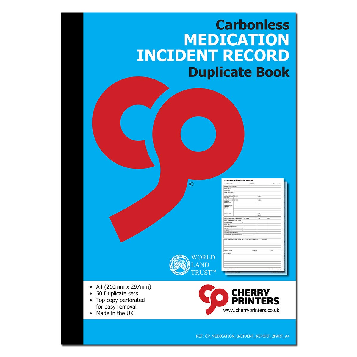 Carbonless Medication Incident Record NCR Duplicate Book A4 50 Sets