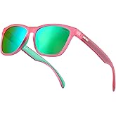 Jefoo Polarized Sports Sunglasses for Women Men Running Retro Trendy Sun Glasses UV400 Protection Tangle Free