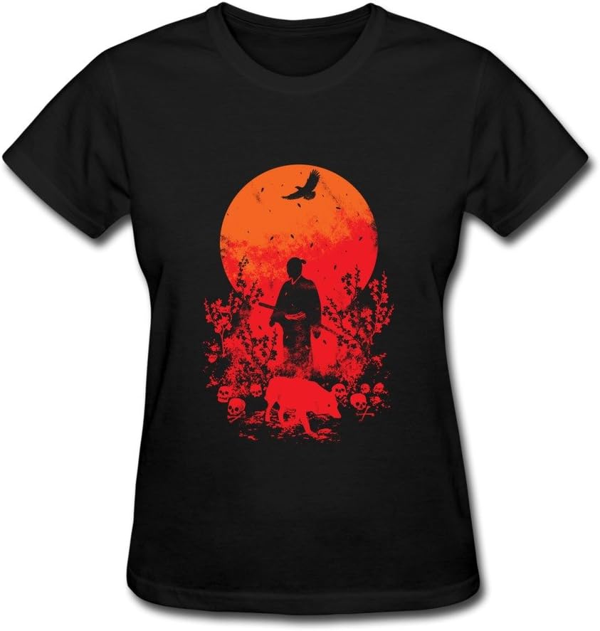 WYMY Women's T Shirt Samurai Sakura Spirit Size XS Black