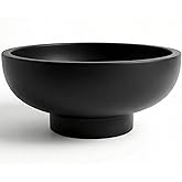 OAKOA Concrete Black Decorative Bowl for Home Decor - Black Fruit Bowl - Modern Pedestal Coffee Table Bowl for Entryway Table