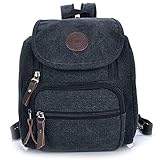 Hiigoo Multi Zipper Pocket Small Cross Body Shoulder Bag Backpack (Black)