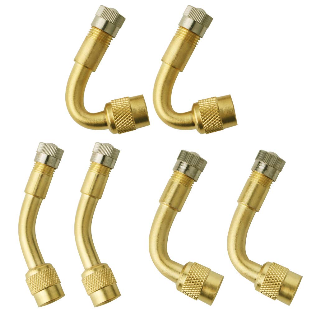 RUNCCI-YUN 6 Pieces Valve Extenders Tire Stem Extension Angle Wheel Adapter for Car Motorcycle Bike Truck, 3 Kinds (Gold)