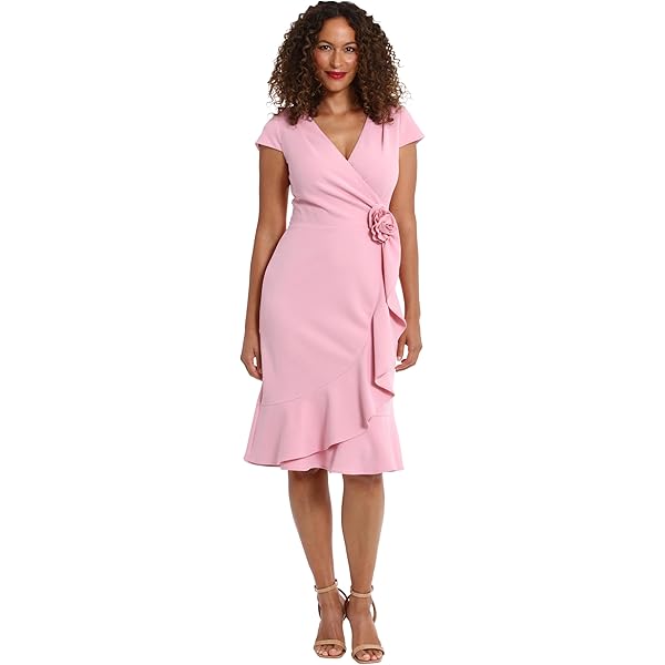 Maggy London womens Cap Sleeve V-neck Tie Wiast Midi Dress Maggy London womens Cap Sleeve V-neck Tie Wiast Midi Dress