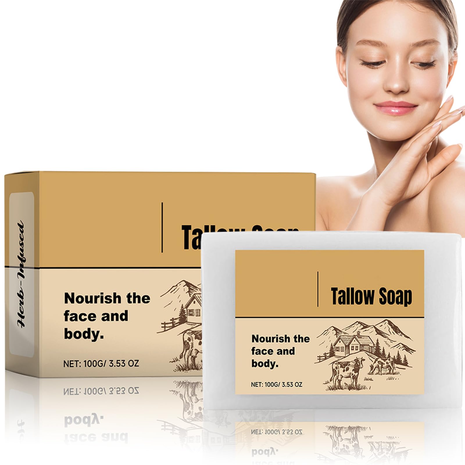 Beef Tallow Soap Bar for Skin - Handmade, Moisturizing, and Deep Cleansing Soap for Dry Skin. Nourishes Skin, Evens Tone, and Enhances Radiance
