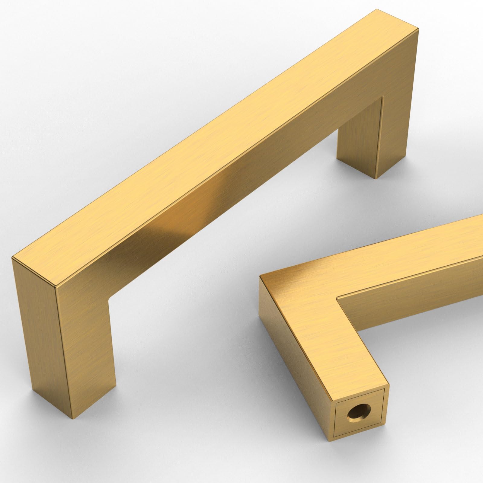 Photo 1 of Coinkoly 10 Pack 3-3/4''(96mm) Brushed Brass Cabinet Pulls Kitchen Gold Cabinet Handles Stainless Steel Drawer Pulls Square Cabinet Hardware for Cupboard