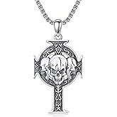 PELOVNY Cross Necklace 925 Sterling Silver Turquoise/Angel Wings/Skull/Antler Pendant Religious Jewelry for Anniversary Birthday Christmas Gifts Women Men
