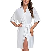 COLORFULLEAF Womens Bamboo Short Robes Lightweight Kimono Cotton Robe Soft Knit Bathrobe Ladies Loungewear with Pockets