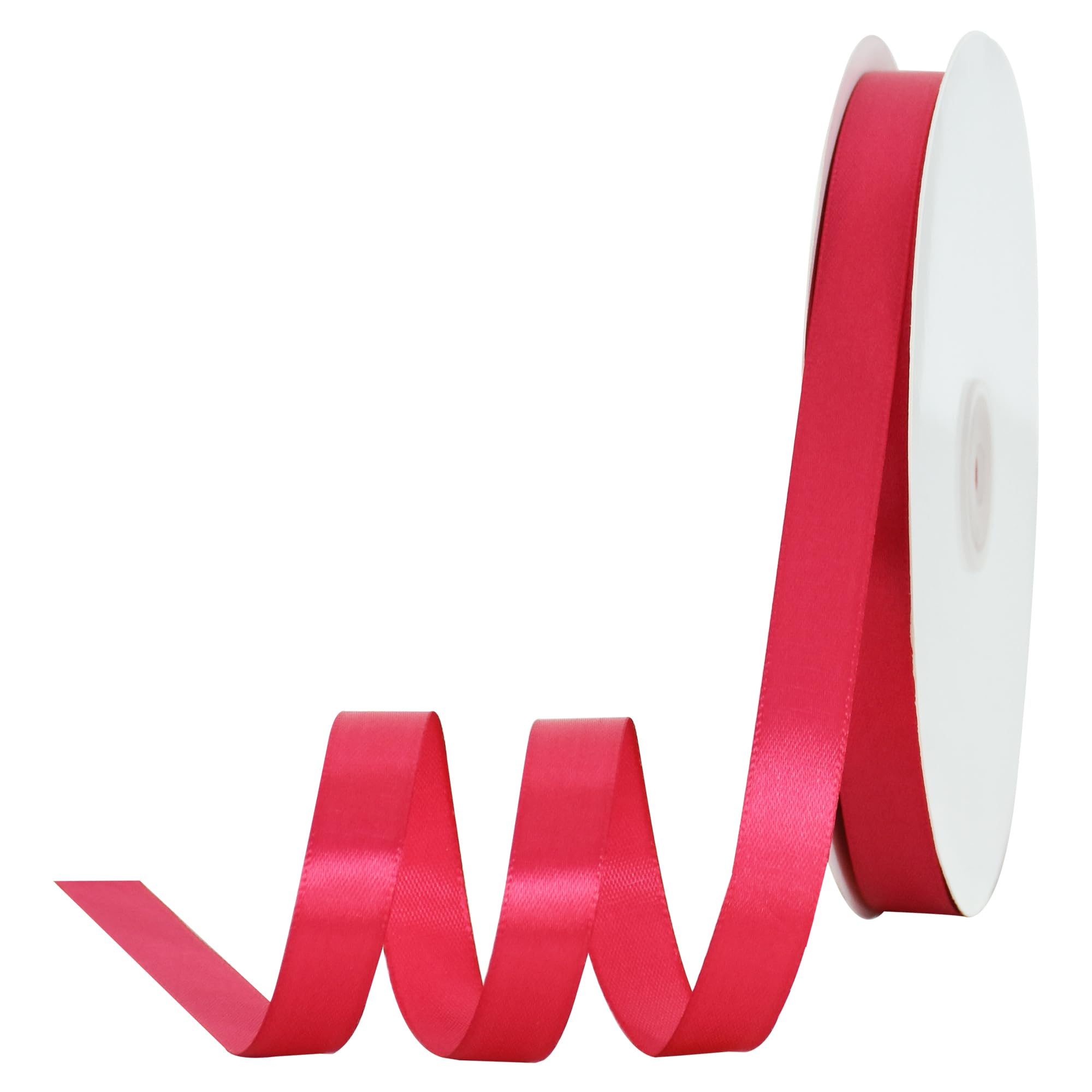 TONIFUL 5/8 Inch x 100yds Rose Red Satin Ribbon Thin Solid Frabic Ribbons for Sewing, Craft, Bows Making, Gift Wrapping, Invitation Cards, Wedding Party Valentine's Decor — image 1