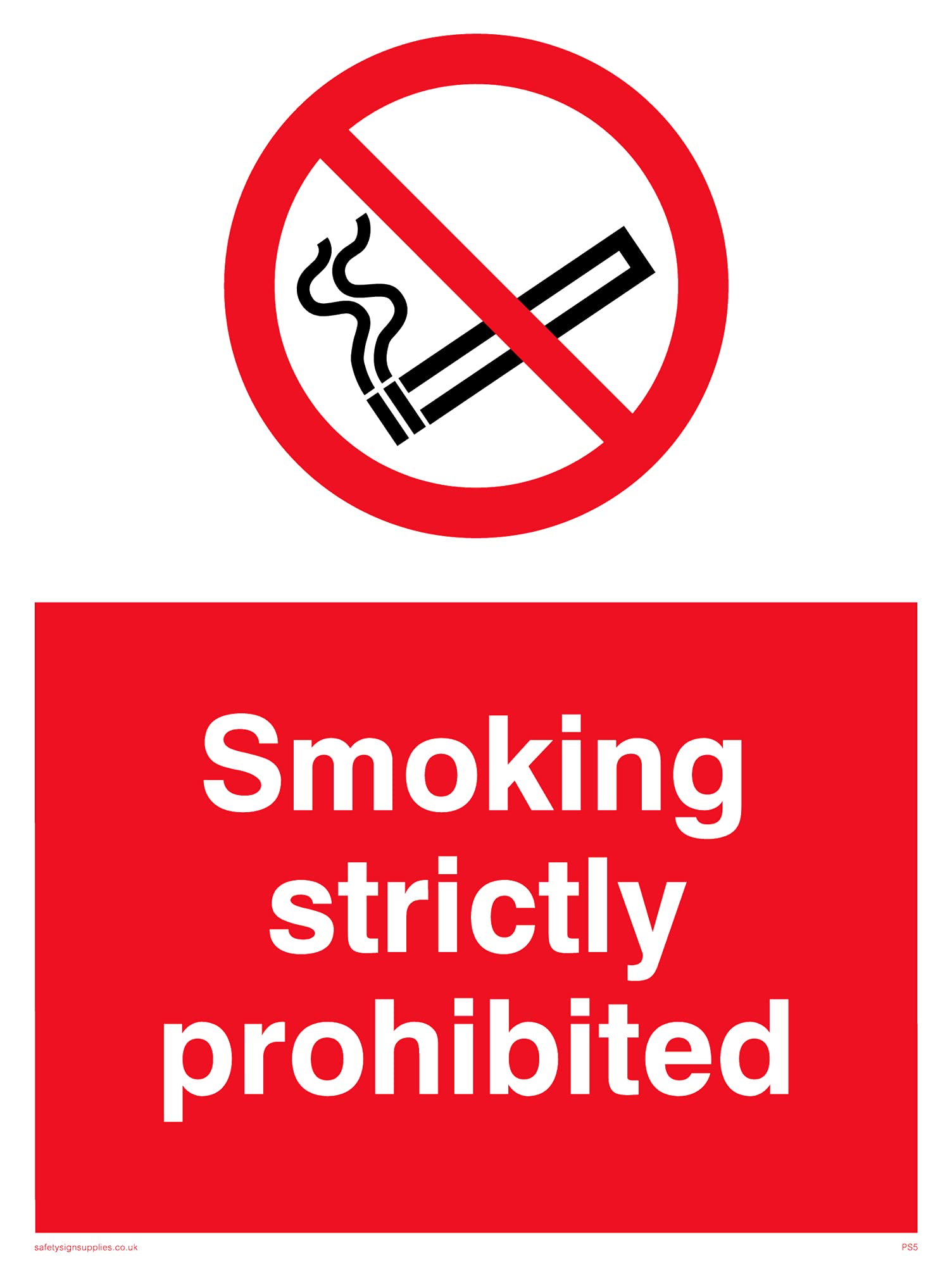Pack of five - Smoking Strictly Prohibited Sign - 150x200mm - A5P
