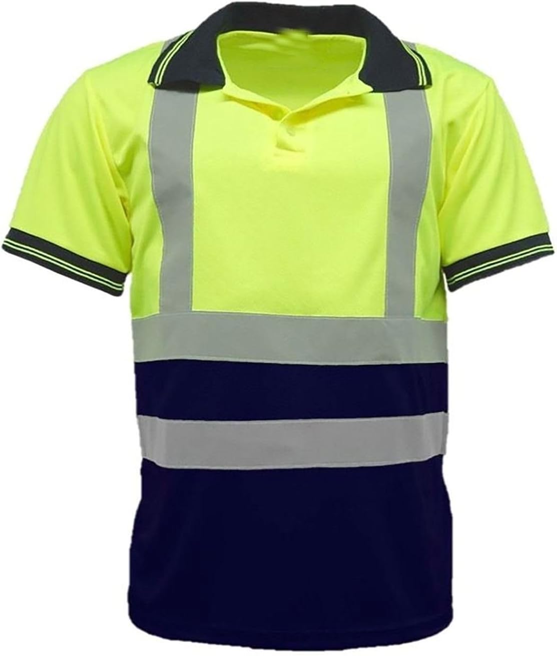 Mens Hi VIS High Visibility Plain Contrast Collar Shirt Boys Short