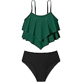 oklady Girls Swimsuit 2 Piece Bikini Set Tiered Ruffled Bathing Suit Adjustable Straps Girls' Swimwear