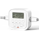 HBN Outlet Timer Indoor Plug in Timers for Light Lamps Fan, Digital Timer | for Electrical 3-Prong Dual Outlet, 7 Day 8 ON/OFF Programmable Timer Outlets for Kitchen, Home, Vacation Mode,15A/1875W