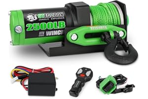 STEGODON 2500 lb. ATV/UTV Electric Winch, 12V Waterproof Synthetic Rope Winch,Electric Winch with Wired Remote and Wireless Remote for ATV UTV Towing,Boat,Off-Road