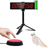 Ousmile Large Stopwatch with Start/Stop Button, LED Digital Timer with Remote, Countdown Clock with Buzzer, Gym Clock for Home Gym, Interval Timer for Workout, Rechargeable (with Stand)