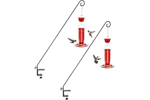 iBorn 40 Inch Deck Hook for Bird Feeder Outdoors Hanging, Hummingbird Feeder Hanger for Deck Railing, Squirrel Proof Shepherd Hook, Rotatable for Refilling, Wrought Iron Solid Wire, Pack of 2, Black