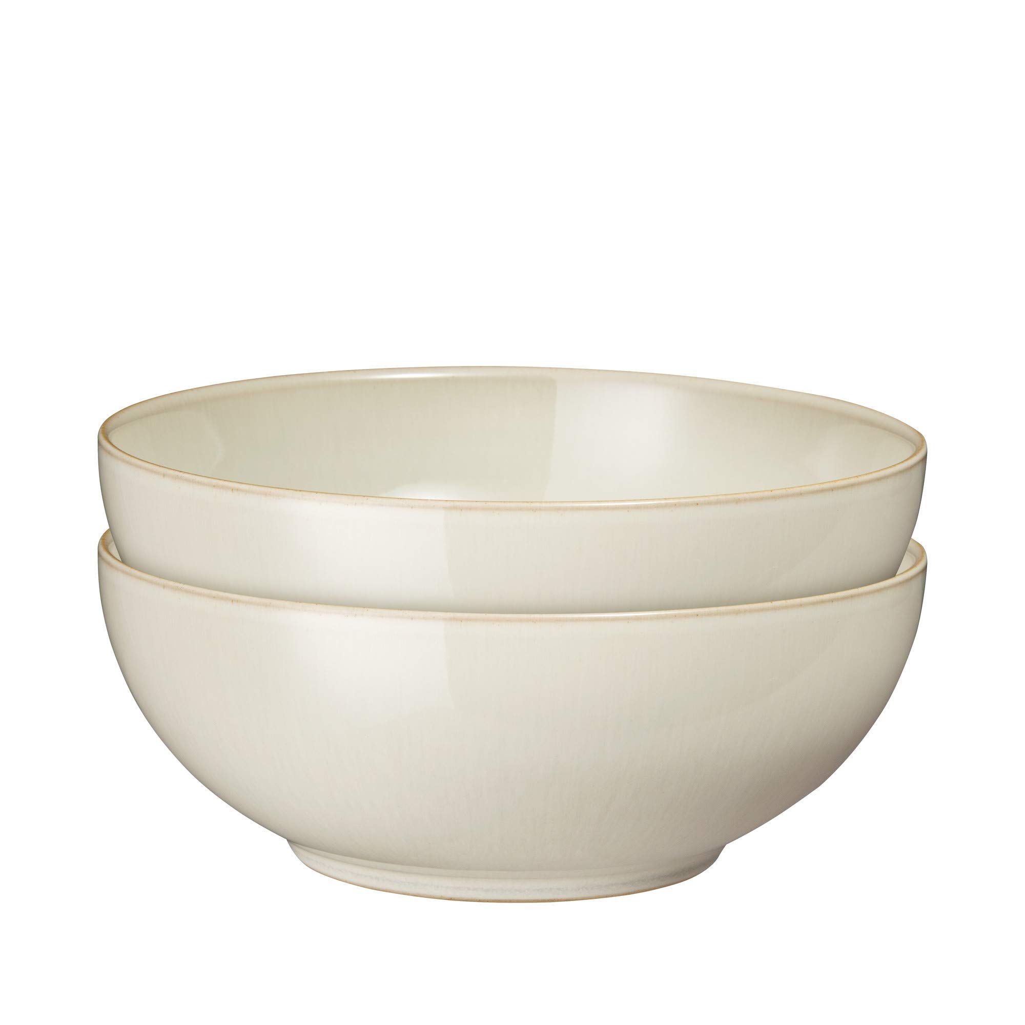 Denby - Linen Cream White Coupe Cereal Bowls Set of 2 - Dishwasher Microwave Safe Crockery - Ceramic Stoneware Tableware Natural Tones - Bowls For Soup