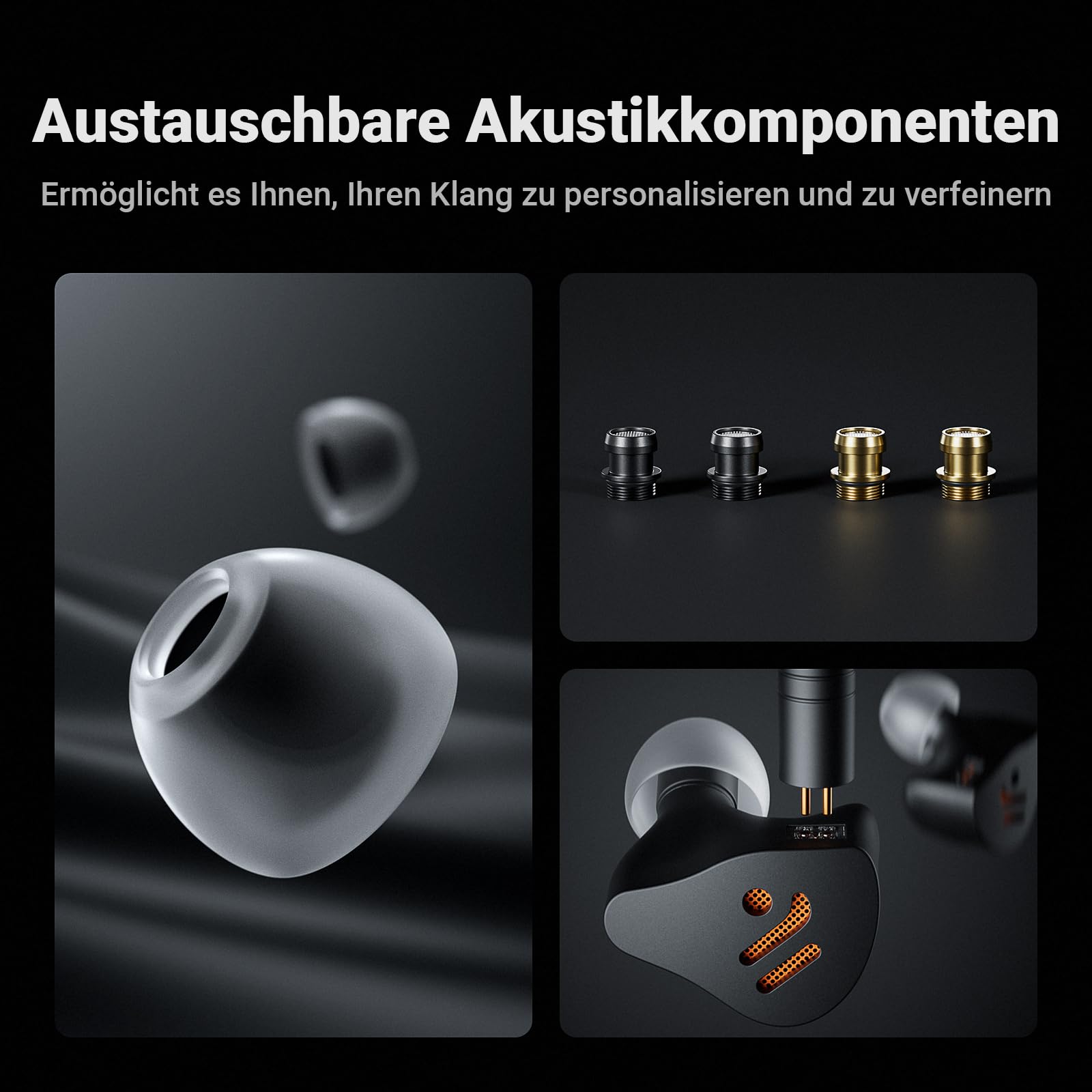 Fosi Audio IM4 Offene Hi-Fi-In-Ear-Monitor-Kopfhörer, 10-mm-Beryllium-Treiber, N52-Doppelmagnet und Doppelkammer, abnehmbares 2-Pin-Kabel 3,5/4,4 mm symmetrisch, individuelle Abstimmung, Schwarz 6