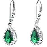 Rnivida 925 Sterling Silver Cubic Zirconia Pear Dangle Drop Earrings Teardrop Leverback Earring for Women