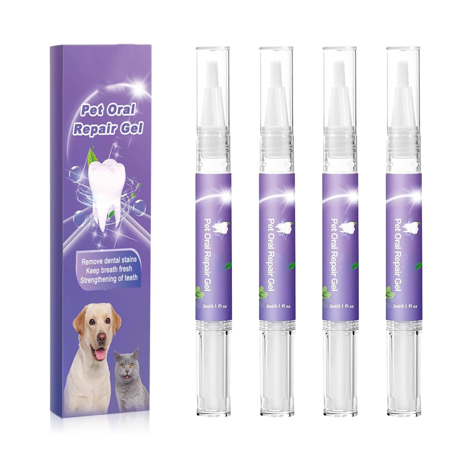 Xumann 4PCS Pet Oral Repair Pen for Dogs, Deep Cleaning Pet Oral Repair Gel