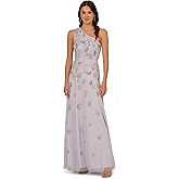 Adrianna Papell Womens Beaed Mesh Long Dress