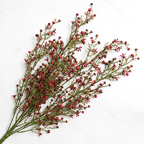 Factory Direct Craft Burgundy Vinyl Artificial Starflower and Berry Bush For Indoor Decor