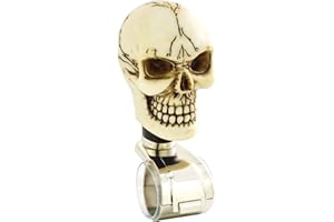 Lunsom Wheel Spinner Knob, Skull Shape Car Turning Driving Suicide Knob Power Handle Control Resin Steering Spinner Turn Aid Helper Fit Most Vehicle, Truck, Tractor, Boat(White)