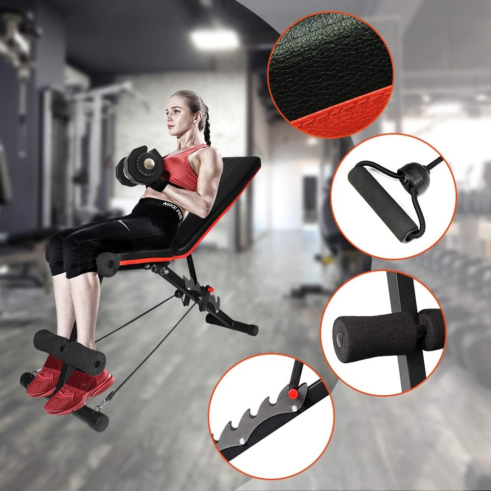 Ativafit Adjustable Weight Bench for Full Body Workout Multi-Purpose Utility Weight Bench Foldable Flat Bench Press for Home Gym… (Black) : Sports & Outdoors