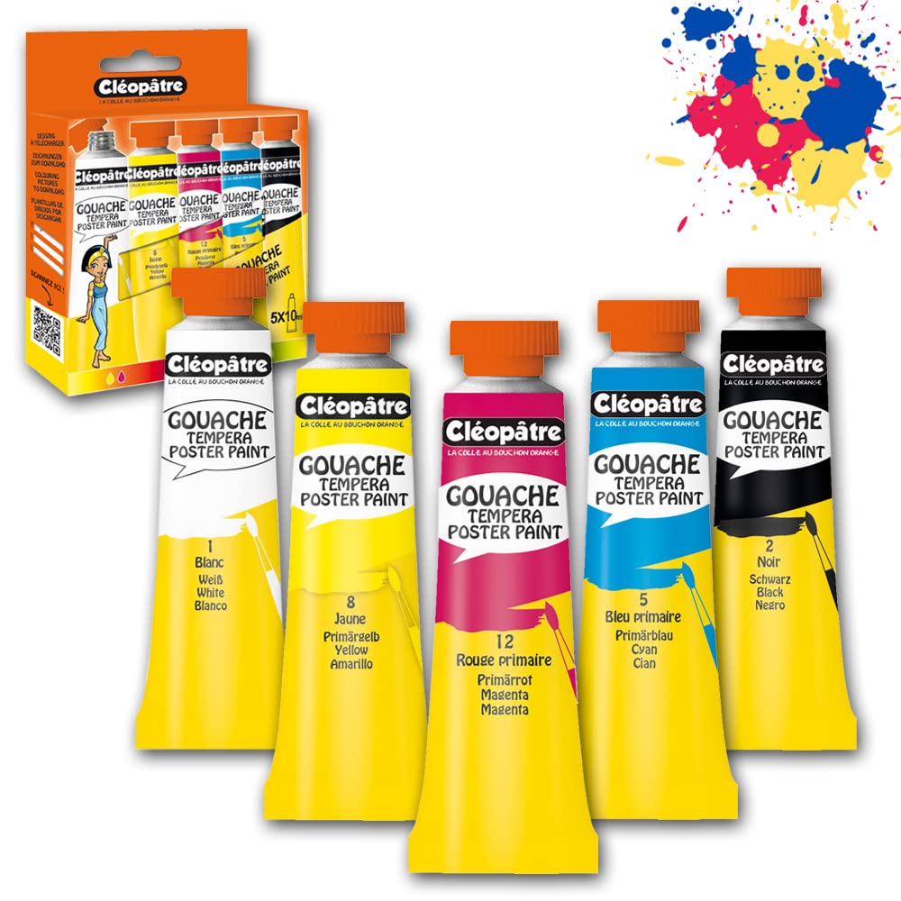 Cléopâtre Blister Pack of 5 Tubes of Gouache Paint 11 x 1,5 x 14 cm Multicolored